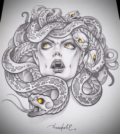 beautiful medusa tattoo drawing